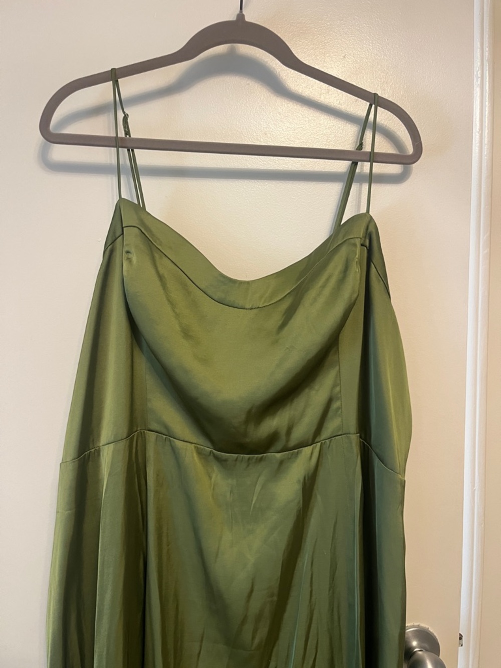 Abercrombie & Fitch Olive Satin Cowl Slip Dress